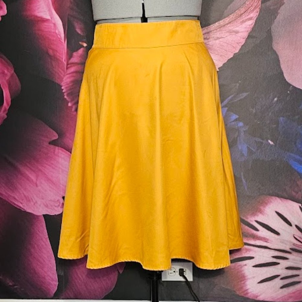 NWT - Unique Vintage Mustard Gold Swing Skirt with POCKETS